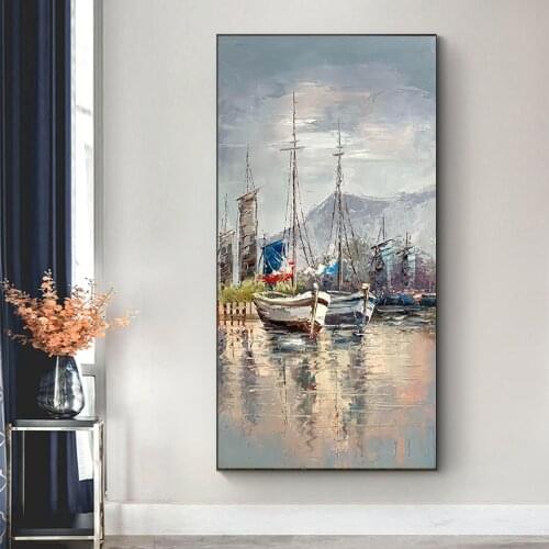 Hand-Painted Oil Painting Mediterranean Landscape Oil Painting On Canvas Large Wall Art Home Proch Office Decoration Painting