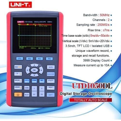 Handheld Digital Storage Oscilloscopes UNI-T UTD1050DL 3.5"LCD Digital display Fully Auto Scale Oscilloscopes With multimeter