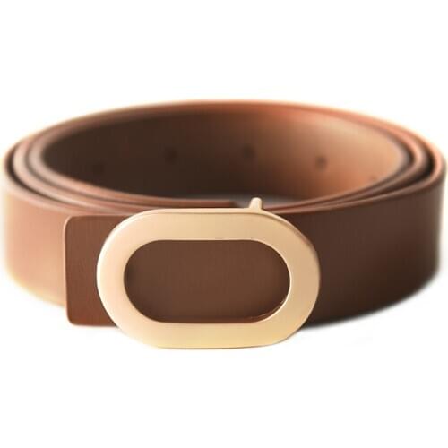 Shuchan Fashion Ins Style Simple Button Cowhide Belt for Women Geometric Adult Metal Belts for Women Designer Belts Moq7zz038