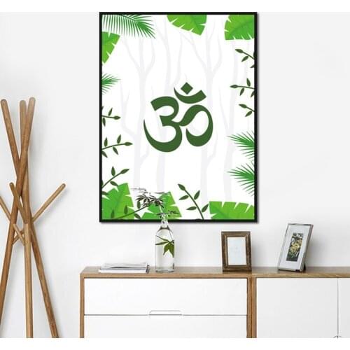 Modern Minimalist Buddha Word Poster Print Letters And Plant Canvas Painting Pictures Home Wall Art Aisle Modern Decoration
