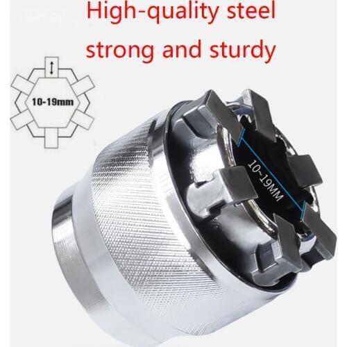 3/8 inch Drive 10-19 mm Adjustable Hex universal Socket Torque Ratchet Socket Adapter Wrench Head Spanner Sleeve Repair Tool 1PC