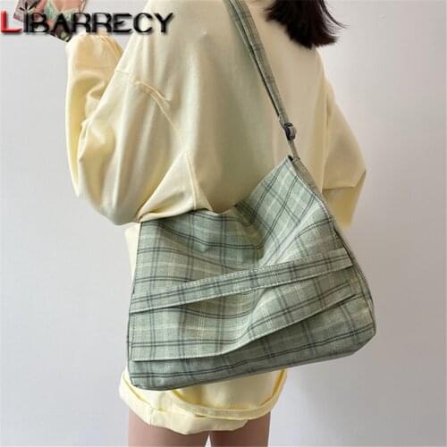 High Capacity Designer Womens Shoulder Bag Fashion Plaid Pattern Design Ladies School Bag Quality Canvas Women Messenger Bags