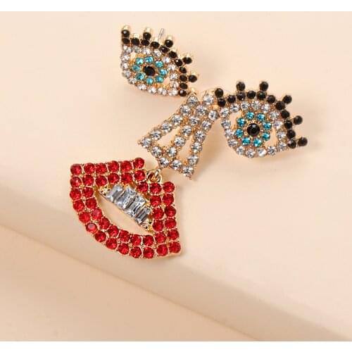 Juran New Design Creative Metal Crystal Drop Earrings Fashion Gold Plated Portrait Cute Earrings Women Party Wedding Jewelry
