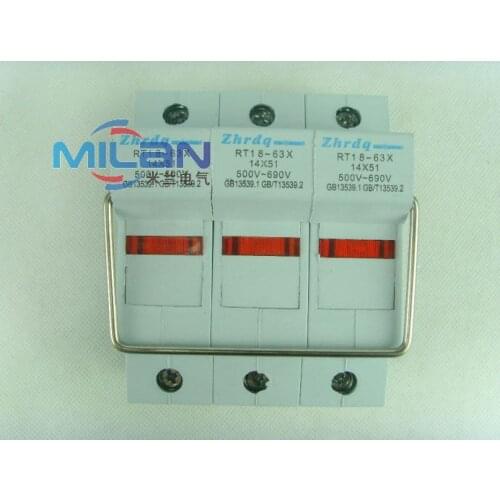 1PCS RT18-63X 3P 14*51 DIN Rail Mount Fuse Holder Base,cylinder cap fuse base insurance