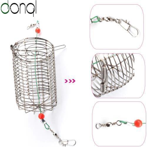 2Pcs/lot Stainless Steel Wire Fishing Lure Cage Small Bait Cage Fishing Basket Feeder Holder Fishing Tackle