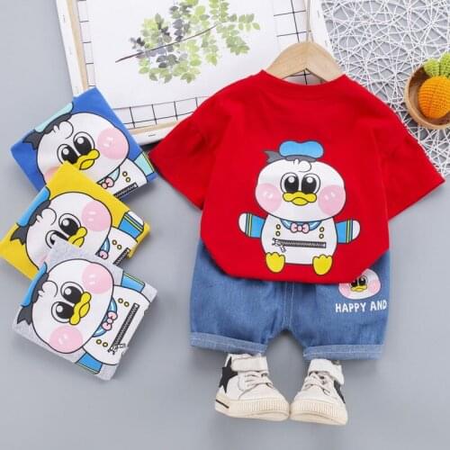 2021 New Baby Boys Clothes Summer Cotton Children Cartoon Printed T Shirts Short Jeans 2Pcs/sets Infant Kids Toddler Tracksuits