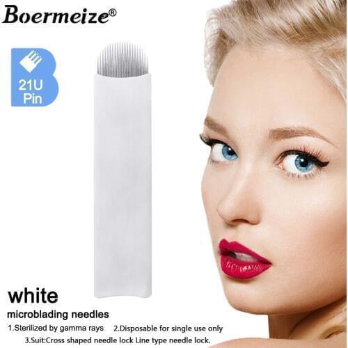 50Pcs U Shape Tattoo Needles Permanent Makeup Eyebrow Embroidery Blade Microblading Needle for 3D Microblading Manual Tattoo Pen