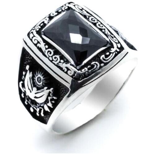 925 Sterling Silver Ring for Men with Black Onyx Stone