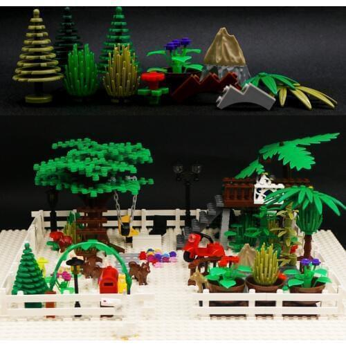 City Friends Accessories Building Blocks Bricks Parts Tree Bush Flower Plants Mountain Grass Branch leaf House Garden Leaves Toy