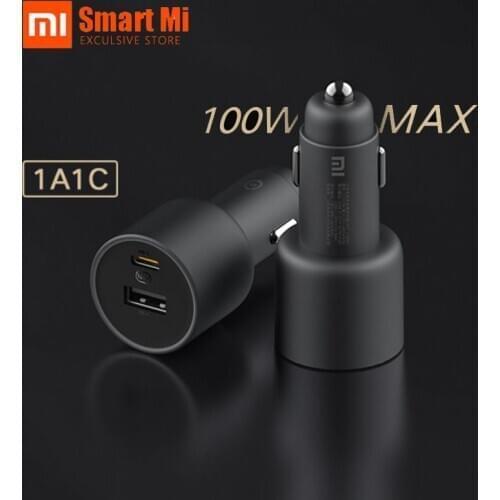 Xiaomi Mi Car Fast Charger 1A1C 100W MAX USB-A USB-C Dual Output 5A Safe Protection Cool LED Effect Compatible Smart Device