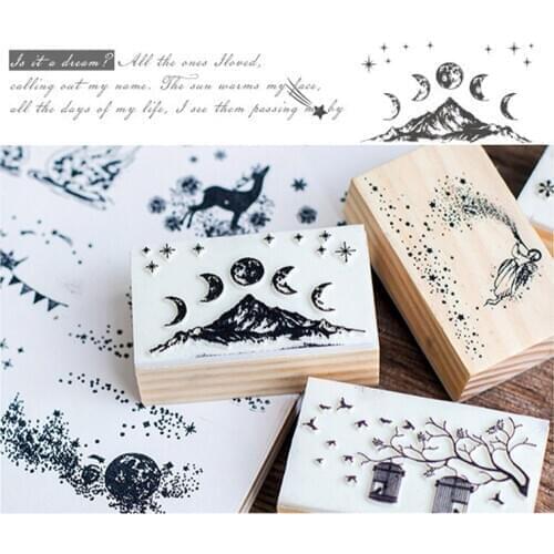 Ornate Chapters Series Boxes Wood Stamp Scrapbook DIY Photo Album Card Decoration Craft Wooden Rubber Stamp Toy