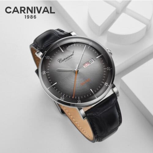 Carnival Automatic Watch Men Mechanical Watche 30M Waterproof Wristwatches Military Sapphire Crystal Mens Clock erkek kol saati