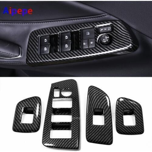 For Toyota Avalon XX50 2019 Interior Inner Door Window Armrest Cover Glass Lift Switch Frame Trims Carbon Fibre Car Accessories