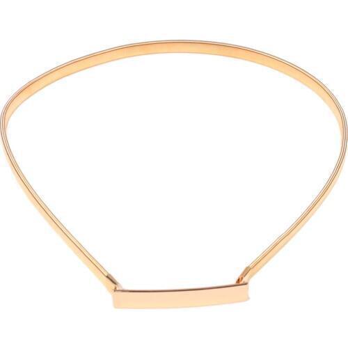 Gold Metal Elastic Stretchy Skinny Thin Waistband Waist Belt Chain Lady Girl