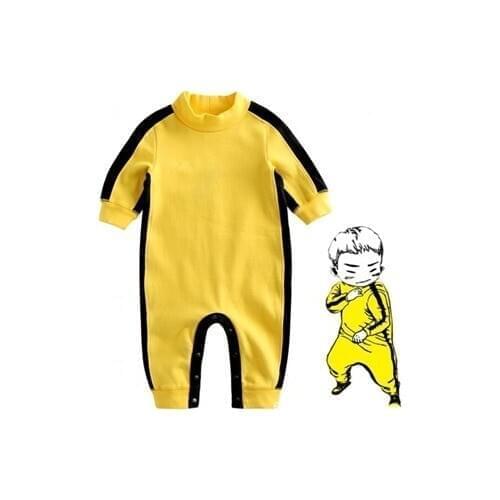 Baby Rompers Boys Clothes Newborn Boys Bruce Lee Kung Fu Romper Jumpsuit Outfit Infant Clothing Cotton Cloth Boy 3M-4T