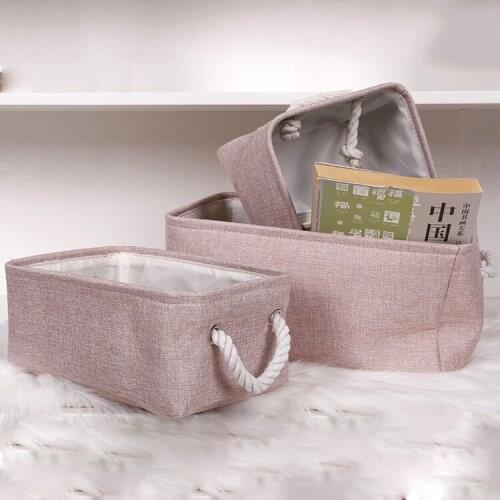 Basket Storage Baskets 3-Pack] Fabric Baskets Rectangular Storage Bins Decorative Baskets Canvas Storage Basket for Empty Gifts