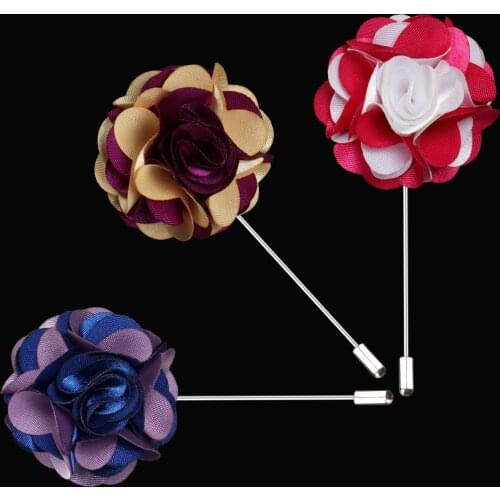 Colorful Lapel Pin Rose Bow Brooch Jewelry High-end Korean Luxury Corsage Fabric Fluffy Flower Brooches Badge Men Accessories