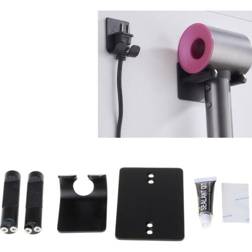Metal Wall Mount Bracket Waterproof Punch-free Storage Hook Hanger for Hair Dryer Power Cable Holder