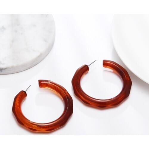 Fashion Temperament Transparent Semicircle Simple Big C-type Acrylic Earrings for Women Minimalist Drop Earrings Jewelry Gift