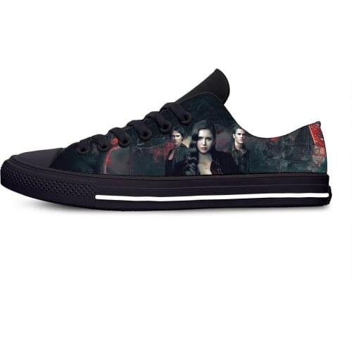 The Vampire Diaries Damon Salvatore Fashion Funny Casual Cloth Shoes Low Top Lightweight Breathable 3D Print Men Women Sneakers