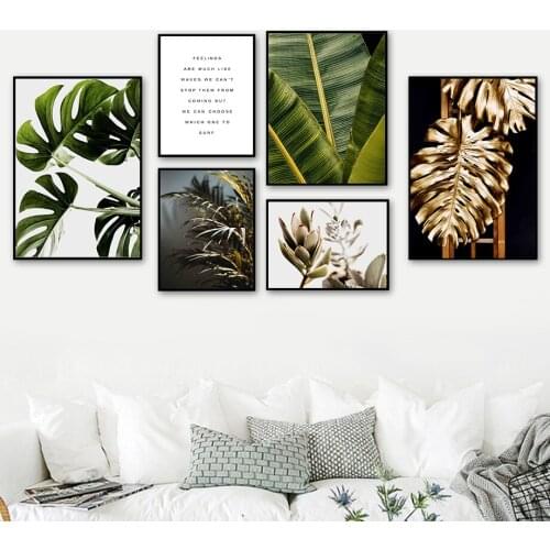 Monstera Banana Palm Leaf Plant Orchid Wall Art Canvas Painting Nordic Posters And Prints Wall Pictures For Living Room Decor