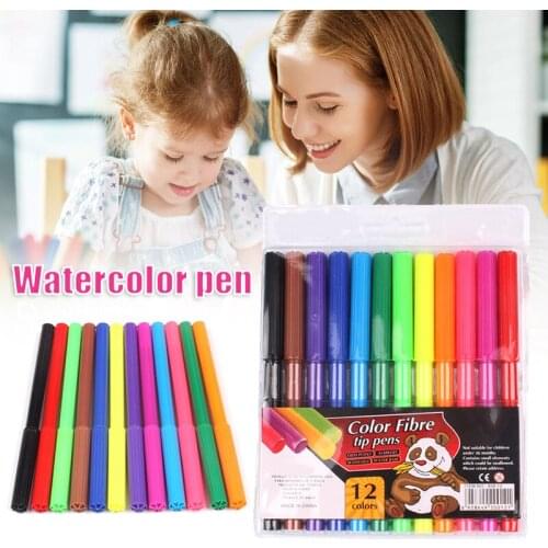 12PCS/Set Marker Pen Set Watercolor Pen with Storage Bag for Drawing Painting School Student Supplies NK-Shopping