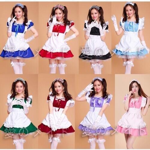 Lolita Princess Maid Dress Fancy Apron Dress Maid Outfits Meidofuku Uniform Cosplay Costume S-XXL Mulit Color