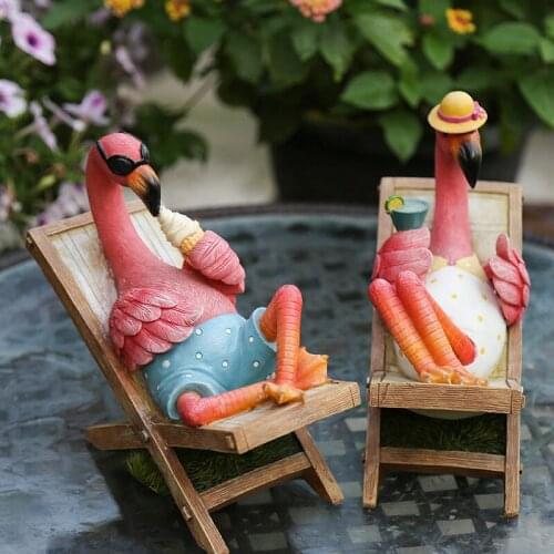 Courtyard Cartoon Flamingo Resin Accessories Outdoor Garden Park Figurines Decoration Villa Balcony Playground Sculpture Crafts