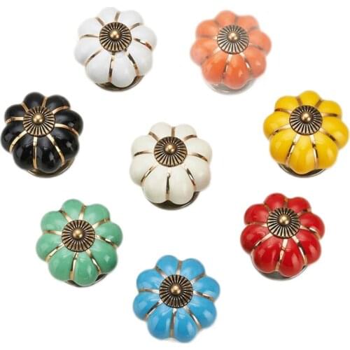 Pompoen Keramische Handgrepen 40Mm Lade Knoppen Enkel Gat Kast Deurgrepen Kabinet Handles Met Schroeven Meubels Handgrepen