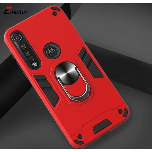 Shockproof Phone Case For Motorola Moto One Macro Hyper E 2020 G8 Power Plus G6 Play Armor Bumper Magnetic Ring Holder Cover
