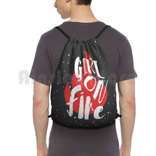 The Girl On Fire Backpack Drawstring Bag Riding Climbing Gym Bag Katniss Everdeen Thg The Hunger Games Hunger Games Peeta