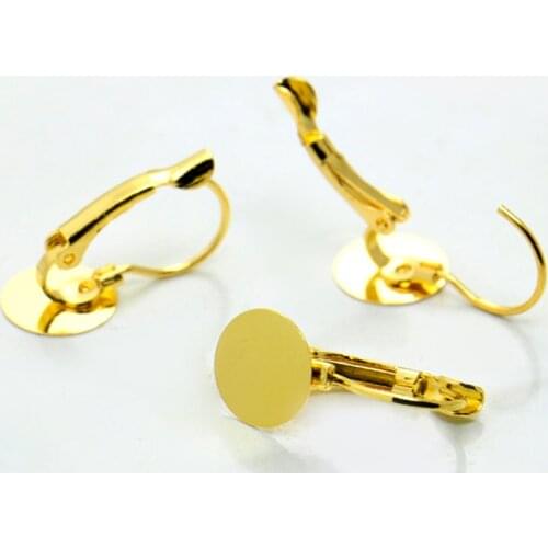 20pcs 10mm Hook Earrings Round flat Bezel Setting Tray for Cameo Cabochons Antique Bronze Silver plated diy Jewelry Accessories