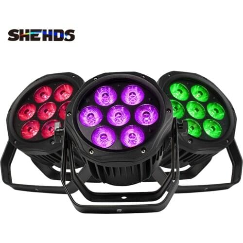 SHEHDS 8PCS Professional Aluminum IP65 Waterproof 7x18W RGBWA+UV LED Par Lights With Controller For DJ Club Stage Party Disco