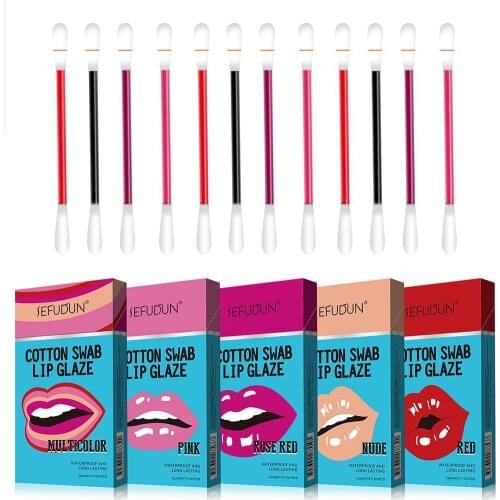 Cigarette Cotton Swab Lip Glaze Dyed Lip Liquid Disposable Waterproof Non-stick Cup Liquid Lipstick Cosmetic Makeup