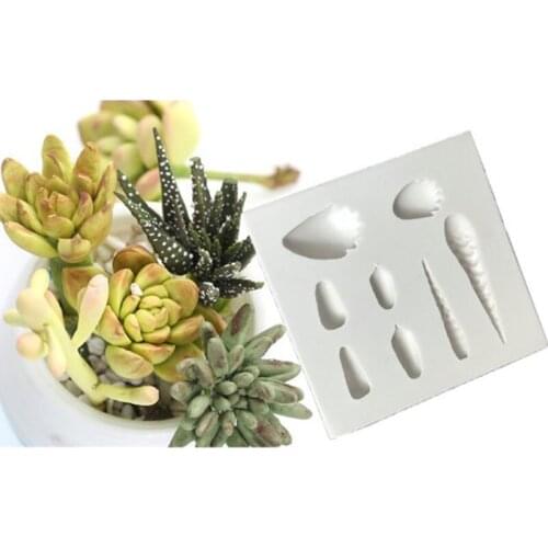 Silicone Form 3D Succulent Plants Flower Fondant Cake Molds Chocolate Mould Cake Decoration DIY Baking Stencils Easter Decor
