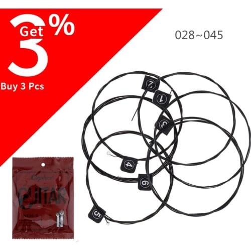 Guitar Strings Black 6Pcs/Set Classic Guitar String 028-045 Color Plated Wire with Great Tone & Hard Tension Guitar Parts