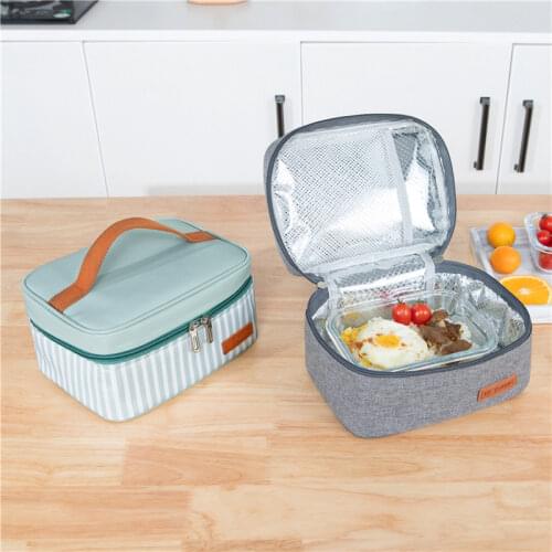 Oxford Cloth Striped Lunch Bag Student Hand Carrying Rice Insulation Bag Large Ice Bag Gift Aluminum Film Insulation Bag