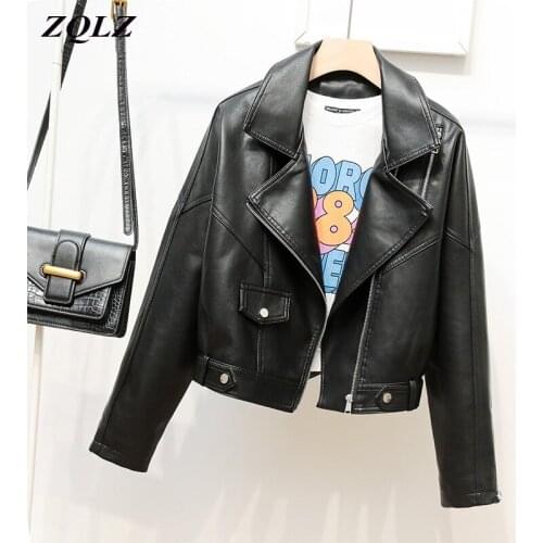 ZQLZ Faux Leather Jacket Women 2021 Loose Punk Streetwear Black Pu Coat Female Spring Autumn Short Jacket Femme Outerwear