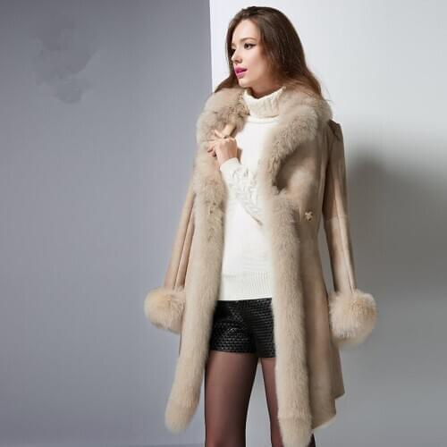 Coat Fur Real Female 2020 Women Vintage Natural Double-faced Fur Coats Fox Fur Collar Jackets Womens Winter Jacket AP58 s 's