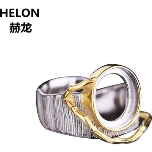 925 Sterling Silver Men Wedding Ring 10x11.7mm Oval Cabochon Semi Mount Ring fit Amber Turquoise Setting Wholesale Adjustable