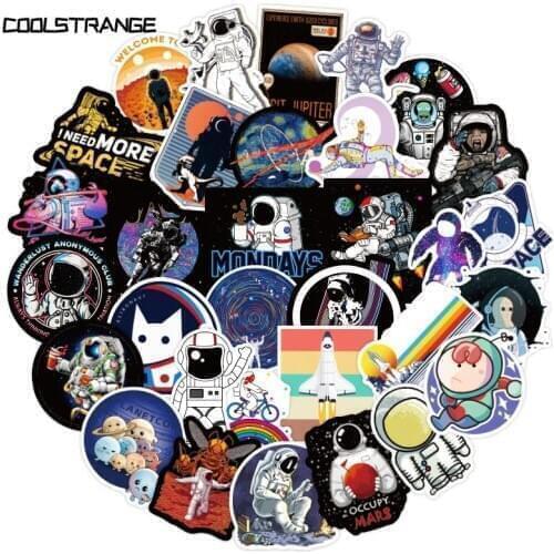 10/30/50Pcs Outer Space Sickers For Universe Astronaut Spaceman Rocket Ship Planet Sticker To Luggage Laptop Fridge Bicycle DIY