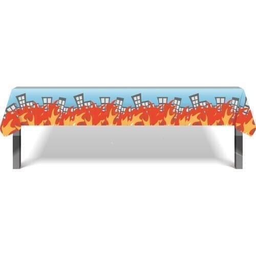 130*220cm Cool Fireman Tablecloth Party Decorations Cartoon Firefighter Disposable Tablecover Kids Happy Birthday Party Favors