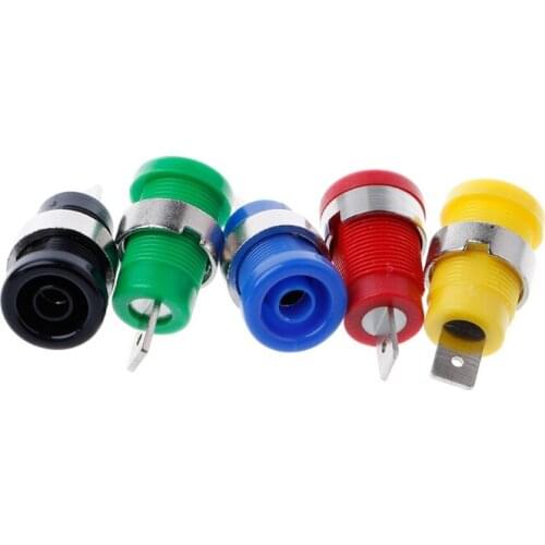 5 Pcs 4mm Banana Plugs Female Jack Socket Plug Wire Connector 5 Colors