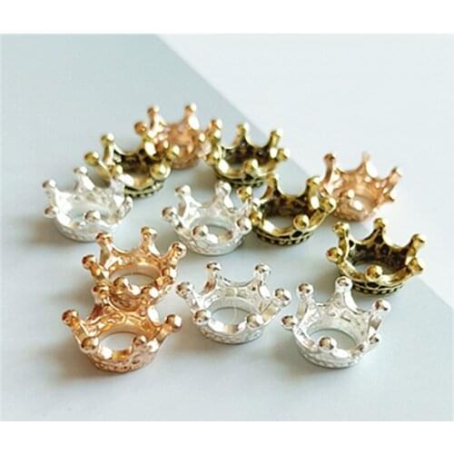50PCS 12*13mm Metal Alloy KC Gold Silver Color Gold Antique Bronze Crown Connectors Charm For Jewelry Making
