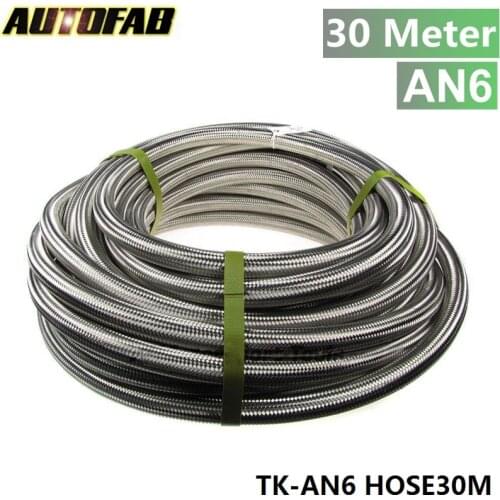 6 AN Stainless Steel Braided Fuel / Oil Line Hose AN6 Silver Sold Per 30Metre AF-AN6 HOSE30M