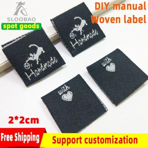 Free shipping handmade labels for clothing bags hats gifts Garment labels Customize woven tags