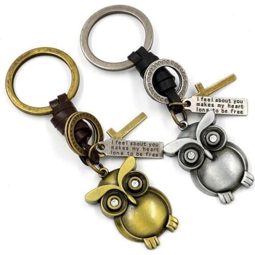 Owl Key Chain Vintage Retro Style Punk Cute Antique 2020 Bronze Keychain Car Key Ring Women Men Kids Boy Girls Jewelry Gifts