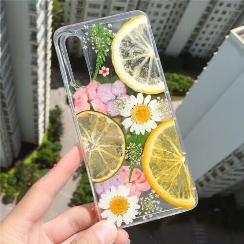 Real Orange Case for Sammung Galaxy S20 + Ultra S10 E 9 8 7 Note10 A71 A51 70 50 30s, Cute Summer Fruit Floral Phone Back Cover