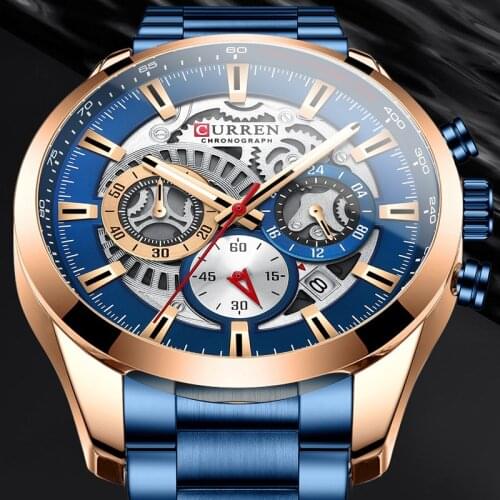 CURREN 2021 New Mens Smart Sports Watch, Top Luxury Brand Mens Watch, Waterproof Luminous Stainless Steel Mens Wrist Watch