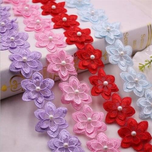 Pearl Lace Flower For Dress Ribbon Lace Trim Knitting Wedding Embroidered DIY Handmade Patchwork Sewing Supplies Craft